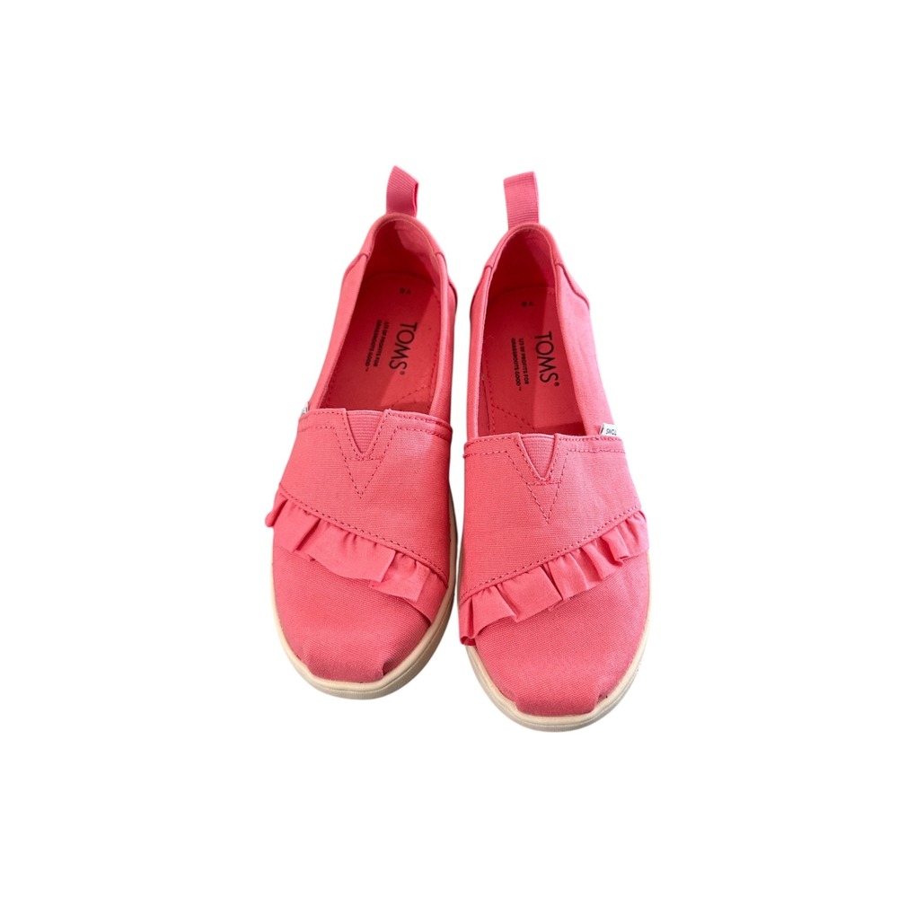 TOMS Kids Coral Pink Ruffle Slip On Shoes Toddler Size 2